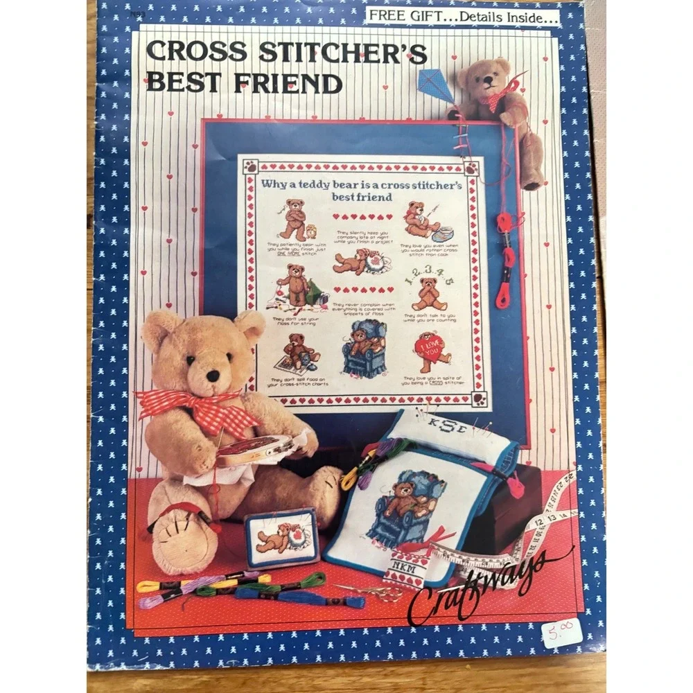 Vintage Teddy Bear Cross Stitch Pattern Booklet Lot of 3‎ Craftways Dale Burdett
